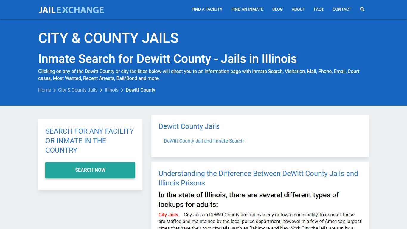 Inmate Search for Dewitt County | Jails in Illinois - Jail Exchange